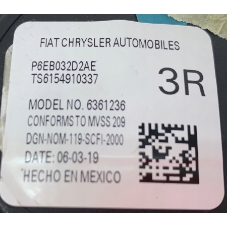 CHRYSLER PACIFICA II 16- PAS BEZPIECZEŃSTWA PRAWY TYŁ 3 RZĄD 6EB032D2AE U7