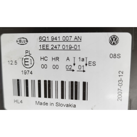 VW POLO 9N3 05-09 LAMPA PRAWA PRZÓD PRZEDNIA 6Q1941007AN 12.03.2007