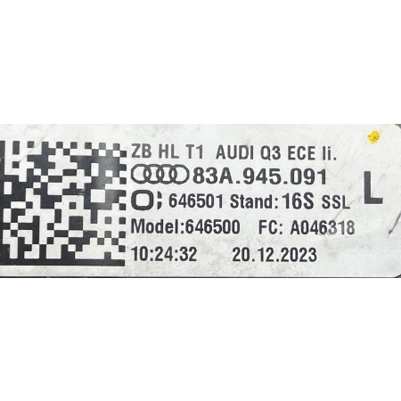 AUDI Q3 II 83A LAMPA LEWA TYŁ BŁOTNIKA LED 83A945091
