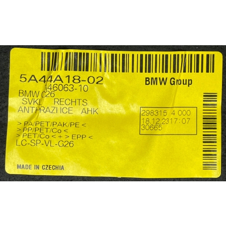 BMW 4 G26 TAPICERKA BAGAŻNIKA BOCZEK PRAWY AUTO Z HAKIEM 5A44A18