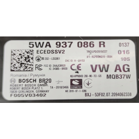 MODUŁ KOMFORTU VW SEAT SKODA AUDI 5WA937086R