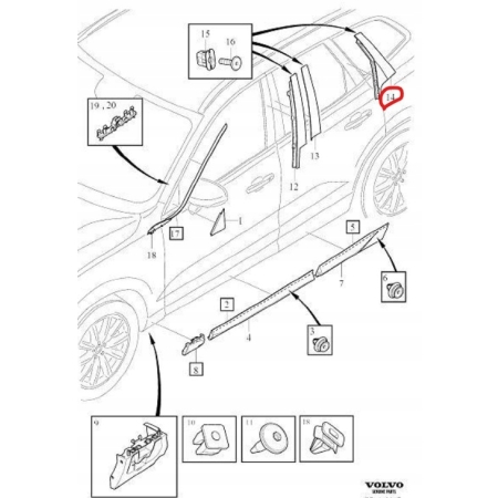 VOLVO XC60 II PRAWA LISTWA SŁUPKA C 32216048